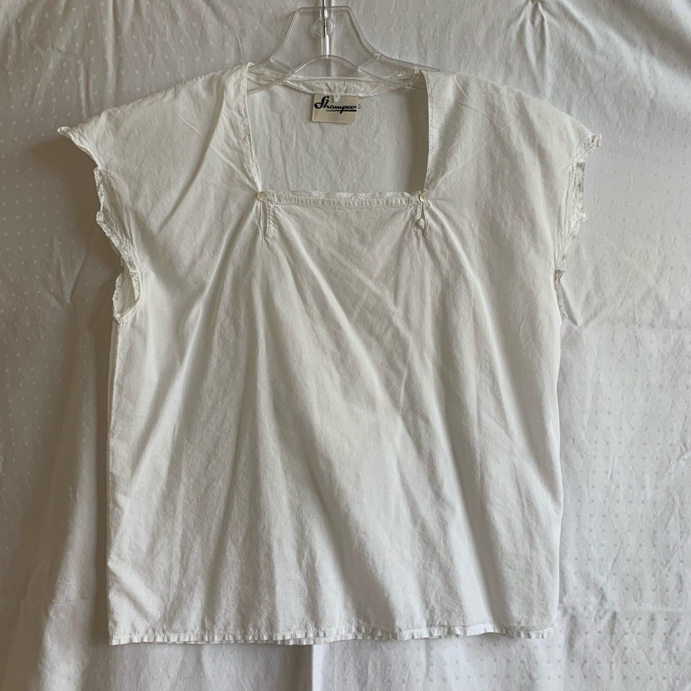 Vintage Italian Linen and Lace Top